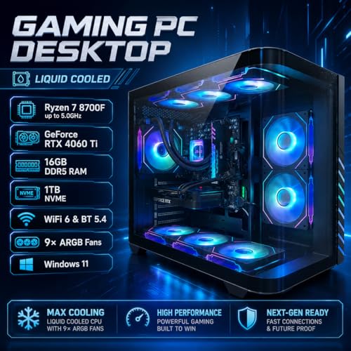 Gaming-PC-Desktop-Liquid-Cooled-Ryzen-7-8700F-up-to-50GHz-GeForce-RTX-4060-Ti-16GB-DDR5-RAM-1TB-NVME-WiFi-6-BT-54-9-ARGB-Fans-Windows-11-Mechanical-Keyboard-Mouse-0-0