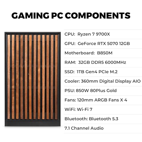 KOTIN-G60B-Prebuilt-Gaming-PC-GeForce-RTX-5070-12GB-GDDR7-AMD-Ryzen-7-9700X-32GB-DDR5-6000MHz-1TB-PCIe-40-SSD-360mm-Liquid-Cooler-113-Inch-Smart-Display-WiFi-7-ARGB-Tower-for-4K-Gaming-0-1